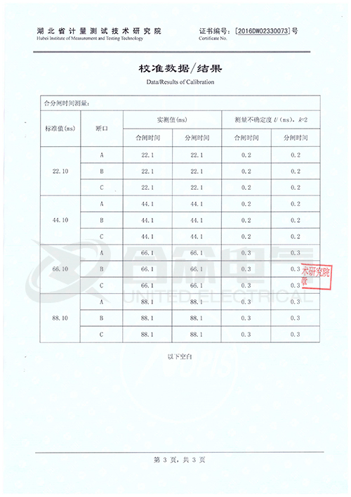 高壓開關動特性測試儀證書